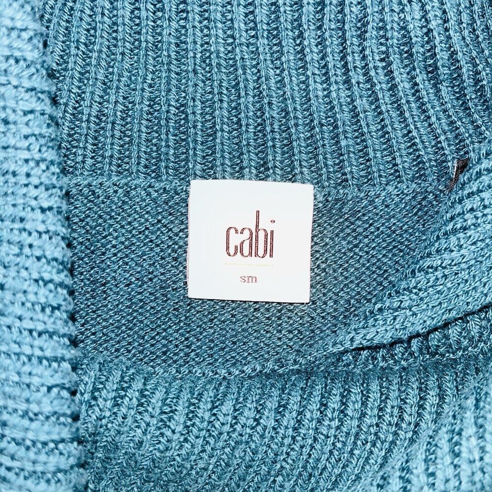 CABI Fold Over Cowl Neck Sweater Dolman Sleeves Knit Relaxed Green Women Sm - Picture 5 of 6